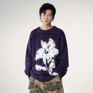Abstract Print Purple Sweater