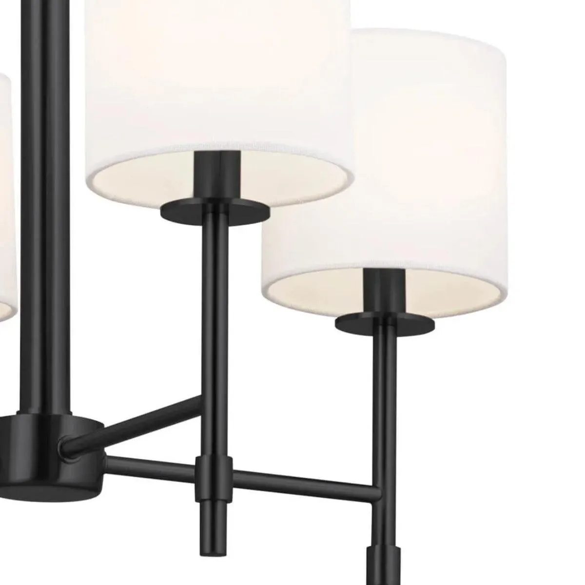 Ali 20" 4-Light Chandelier with Fabric Drum Shade, Black Finish