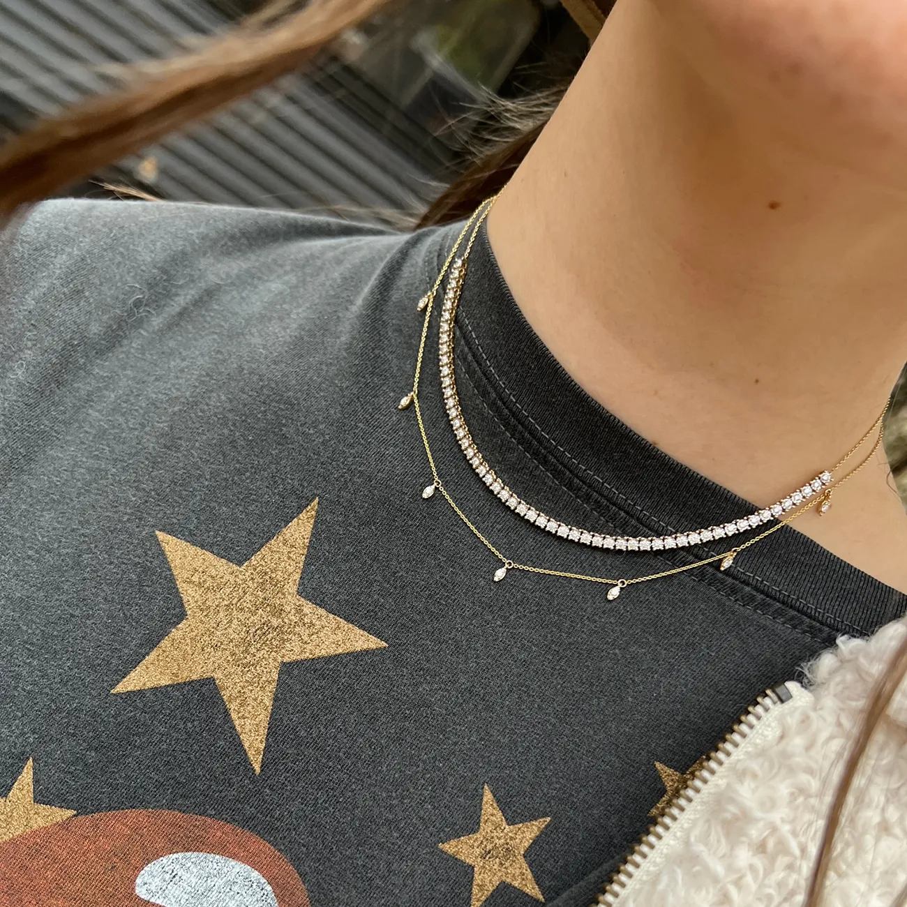 Ava Bea Diamond Tennis Necklace in Yellow Gold