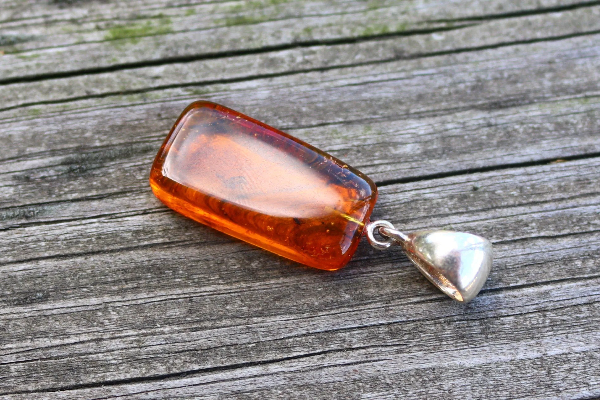 Baltic Amber Pendant with Fossil Insect Natural Untreated Yellow Unisex Jewelry 1.67" 3.7 gram