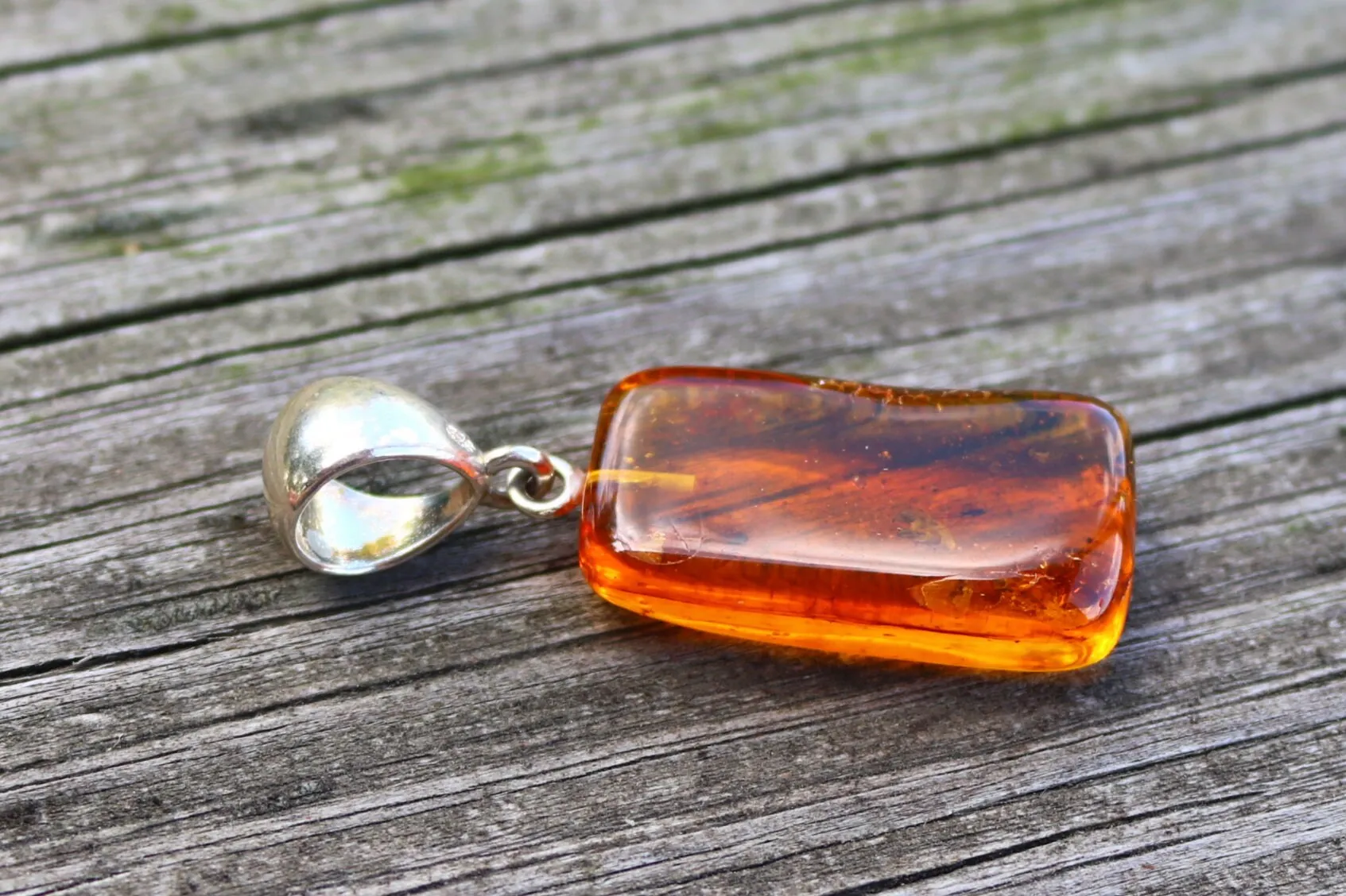 Baltic Amber Pendant with Fossil Insect Natural Untreated Yellow Unisex Jewelry 1.67" 3.7 gram