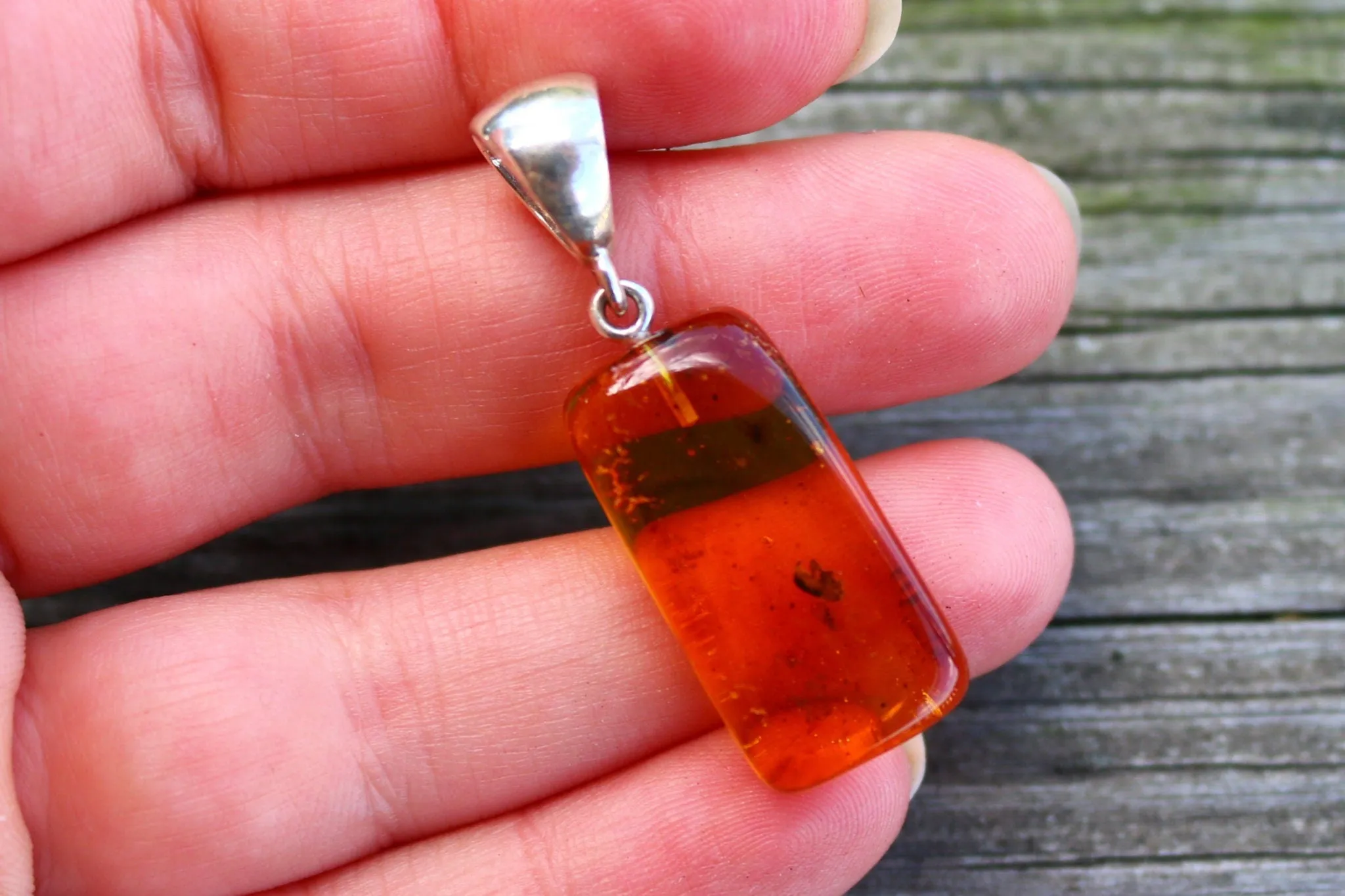 Baltic Amber Pendant with Fossil Insect Natural Untreated Yellow Unisex Jewelry 1.67" 3.7 gram