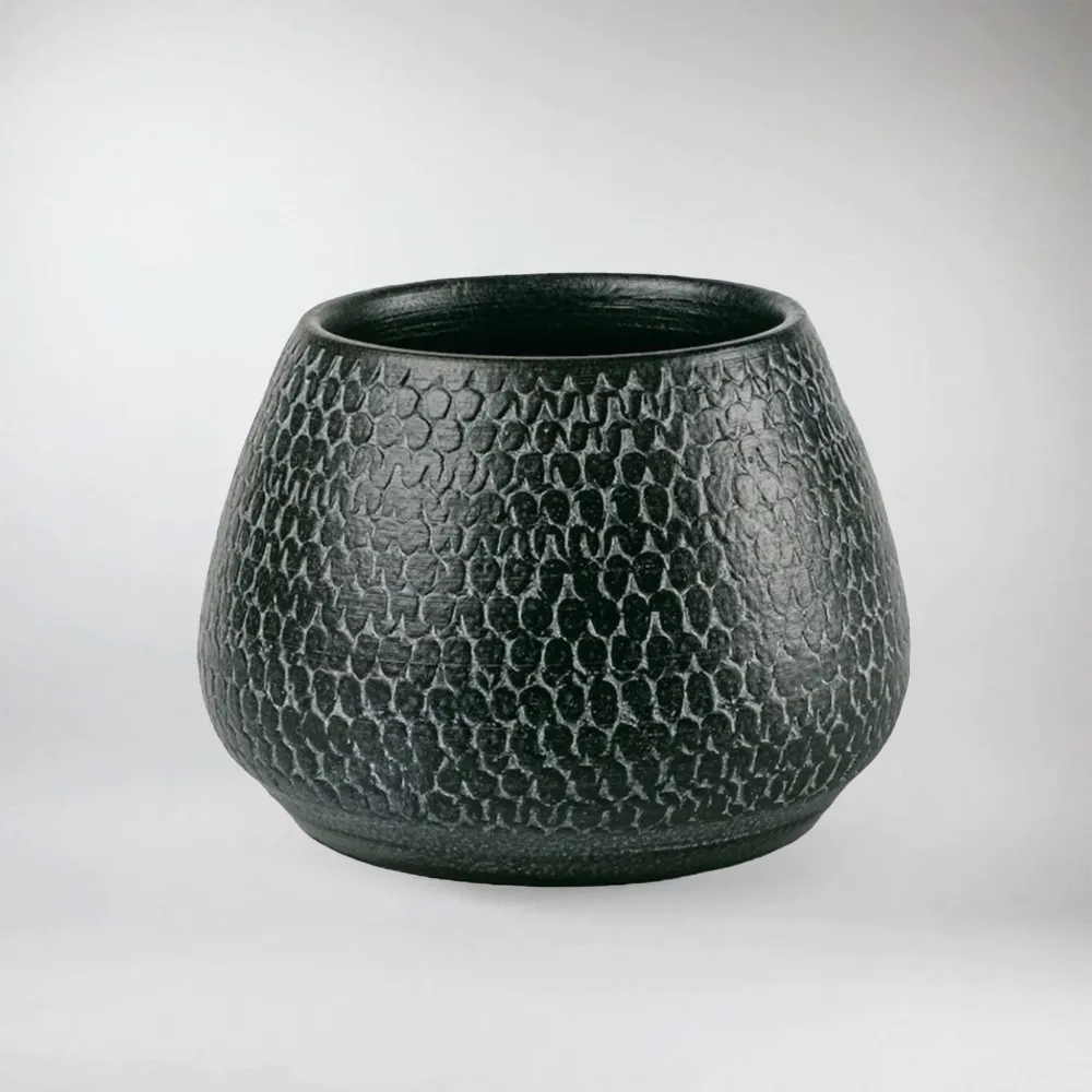 Black Textured Ceramic Pot