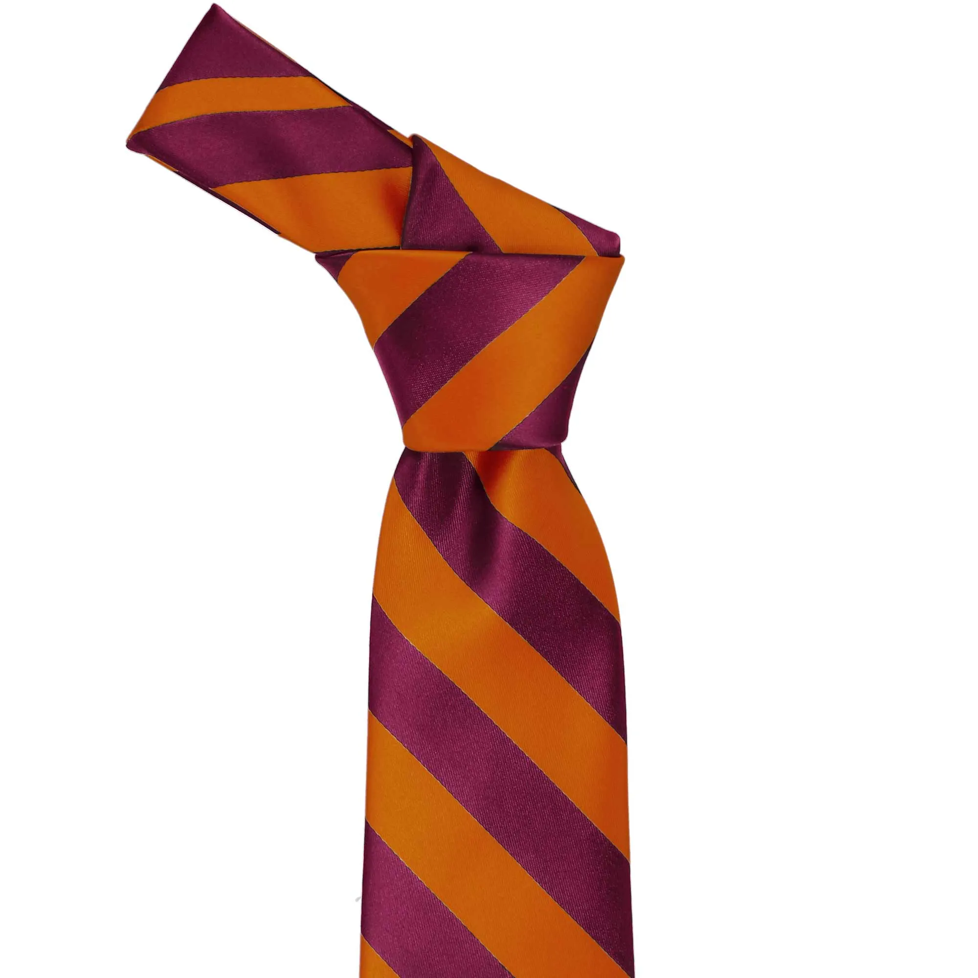 Burnt Orange and Raspberry Striped Tie