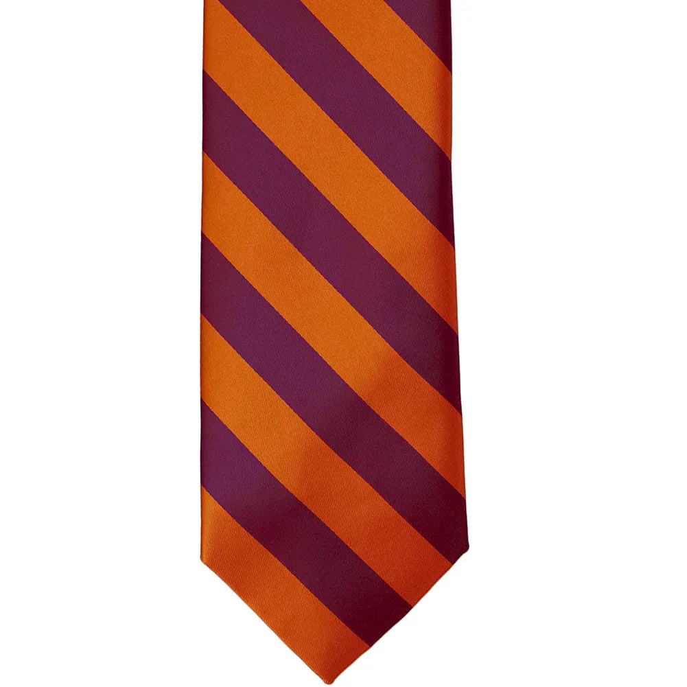 Burnt Orange and Raspberry Striped Tie