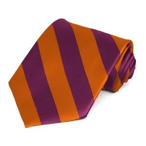 Burnt Orange and Raspberry Striped Tie