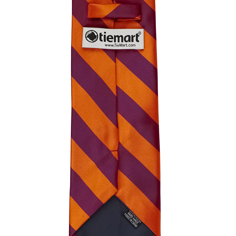 Burnt Orange and Raspberry Striped Tie