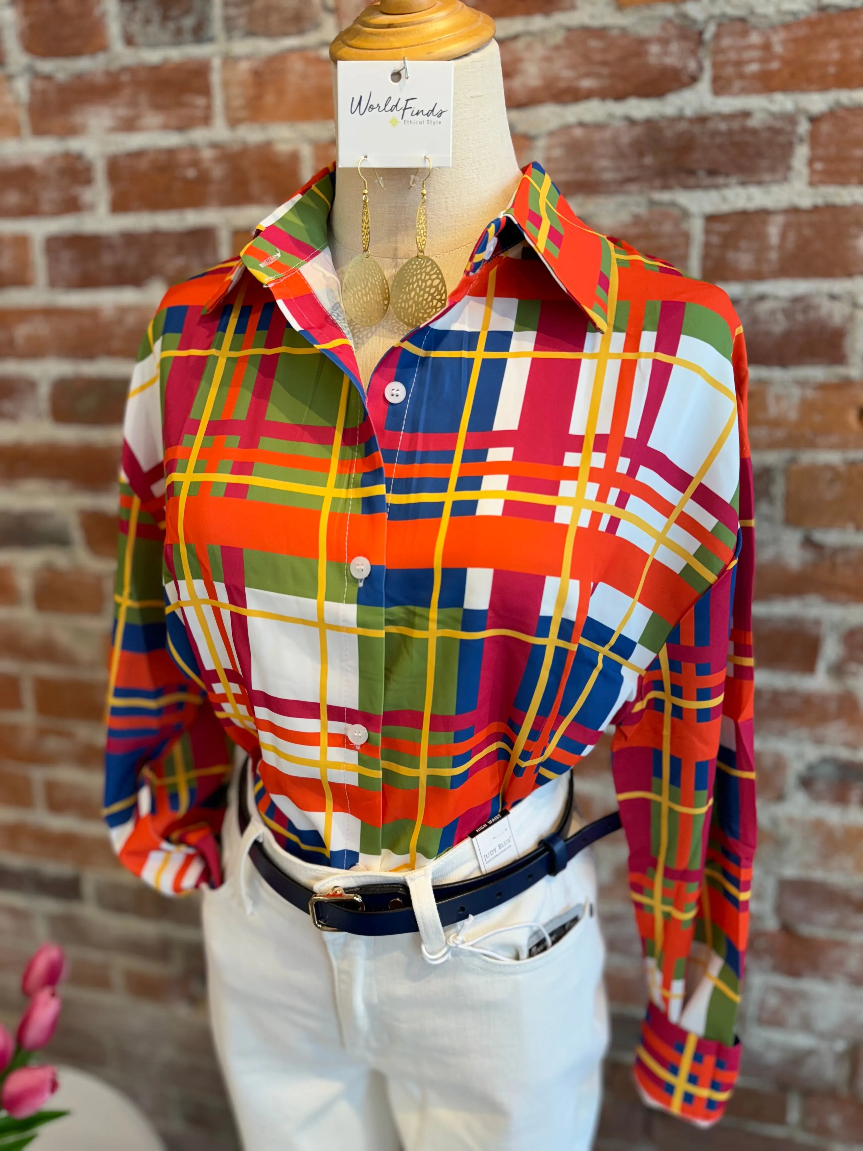 Celeste - Multicolor Plaid Button Down Top