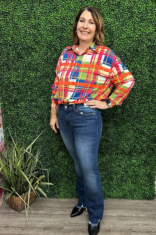 Celeste - Multicolor Plaid Button Down Top