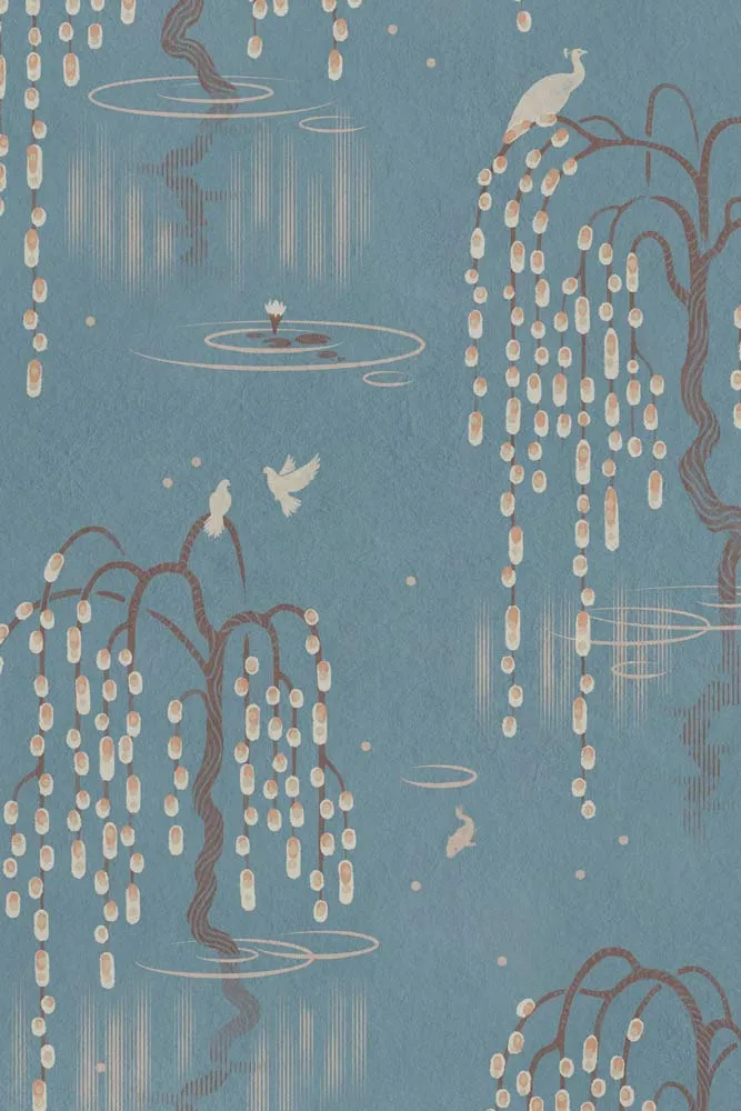 Divine Savages Kyoto Blossom Eastern Azure Wallpaper