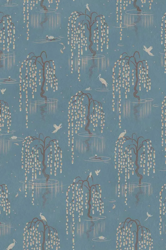 Divine Savages Kyoto Blossom Eastern Azure Wallpaper