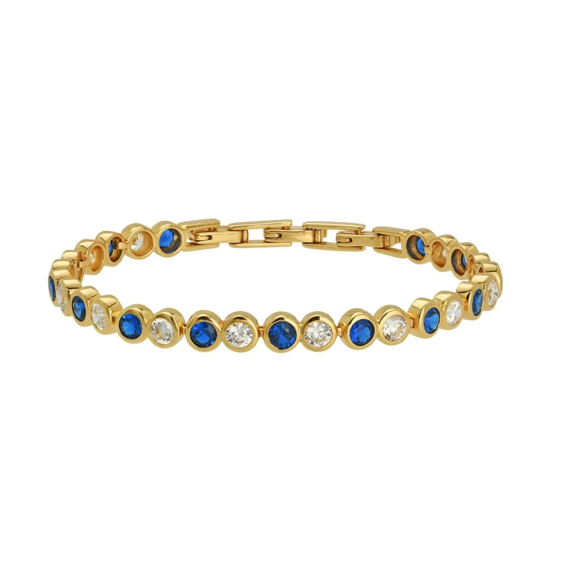 Dotty Tennis Bracelet Sapphire Blue, Clear and Gold