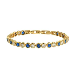 Dotty Tennis Bracelet Sapphire Blue, Clear and Gold