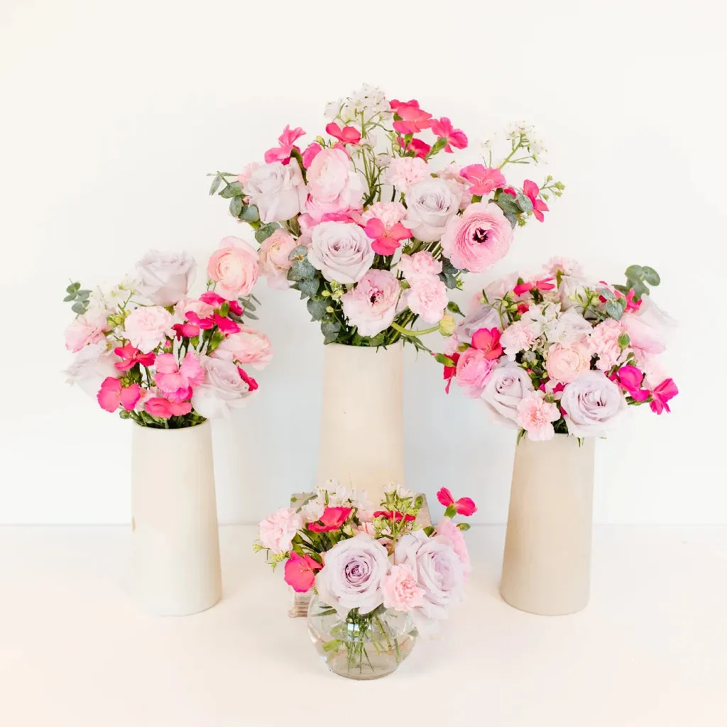 Dreamy Pink Garden Flower Centerpiece