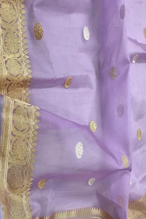 Elegant Purple Banarasi Organza Dupatta