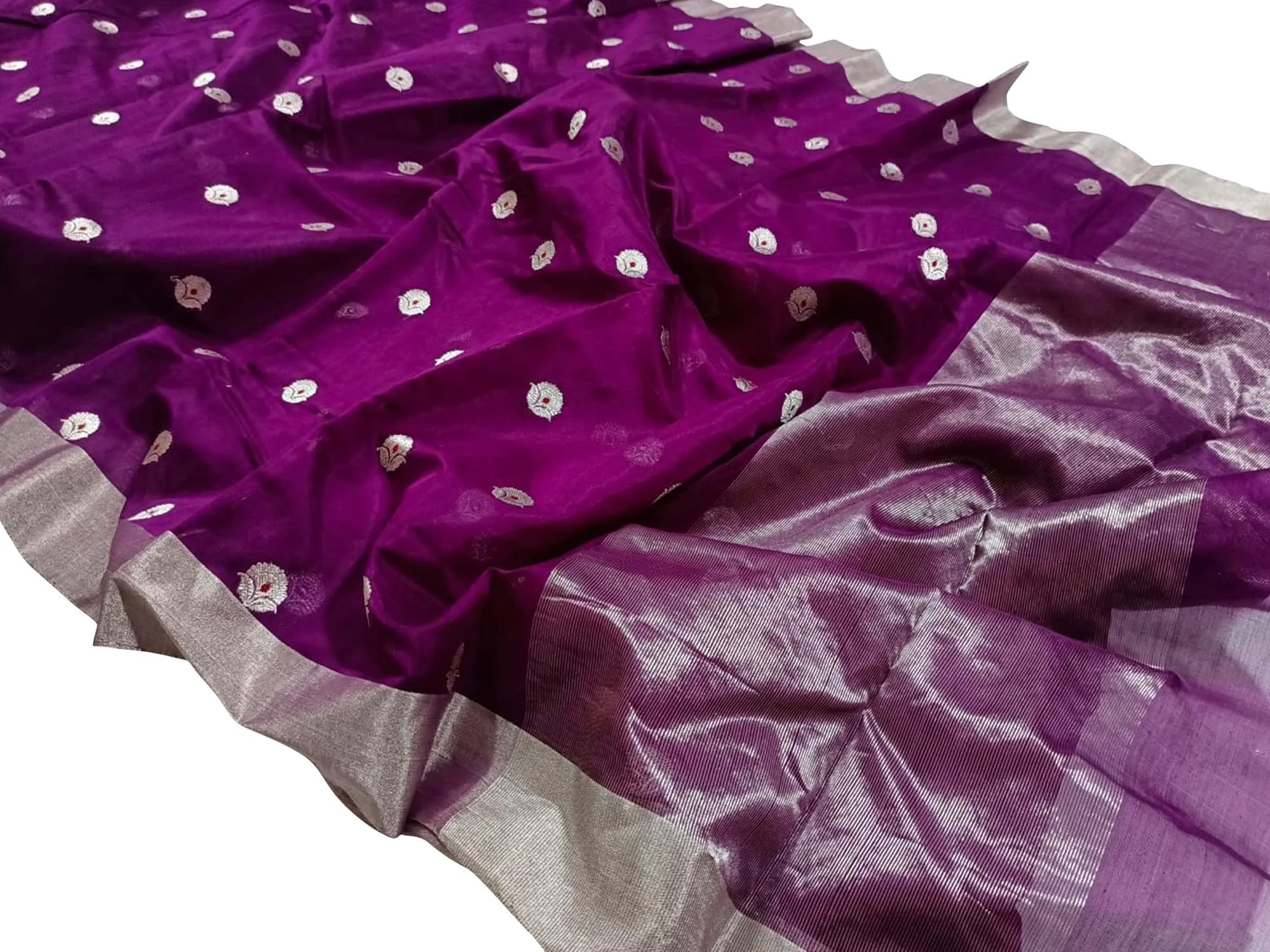Elegant Purple Chanderi Handloom Pure Silk Saree: A Timeless Classic