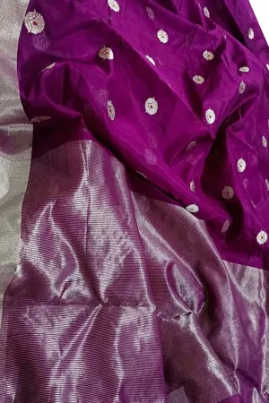 Elegant Purple Chanderi Handloom Pure Silk Saree: A Timeless Classic