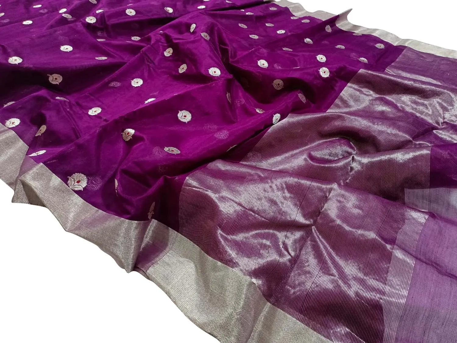 Elegant Purple Chanderi Handloom Pure Silk Saree: A Timeless Classic