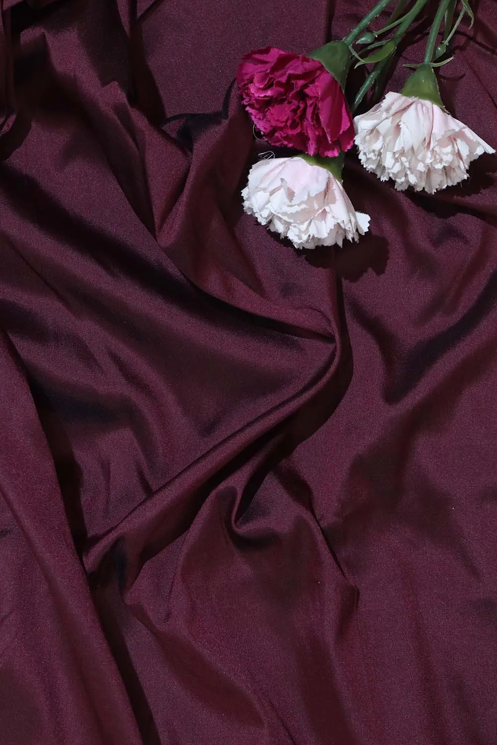 Elegant Wine Plain Silk Suit With Kalamkari Hand Painted Silk Dupatta