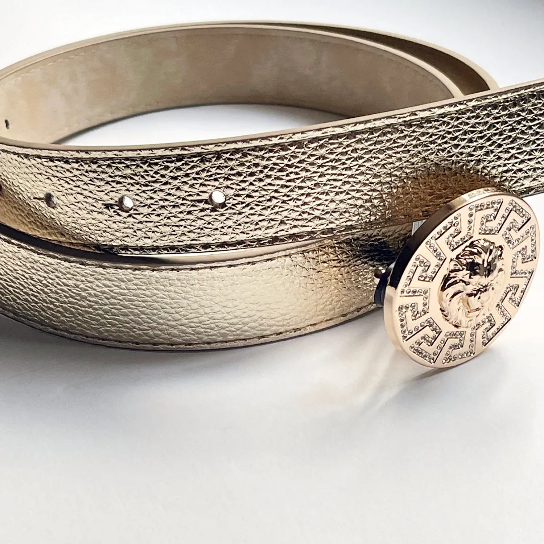 Elegant Women's PU Leather Belt with a Beautiful Golden Buckle in 4 Colors