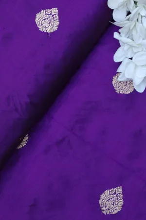 Exquisite Purple Banarasi Handloom Pure Katan Silk Fabric ( 1 Mtr  )