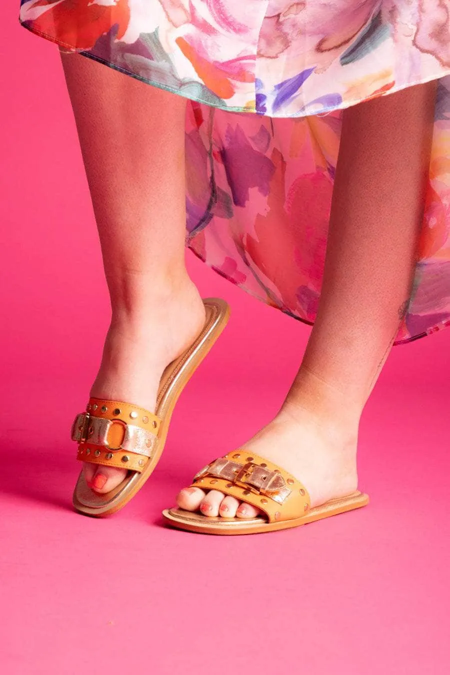 Florence Slide Orange/Gold