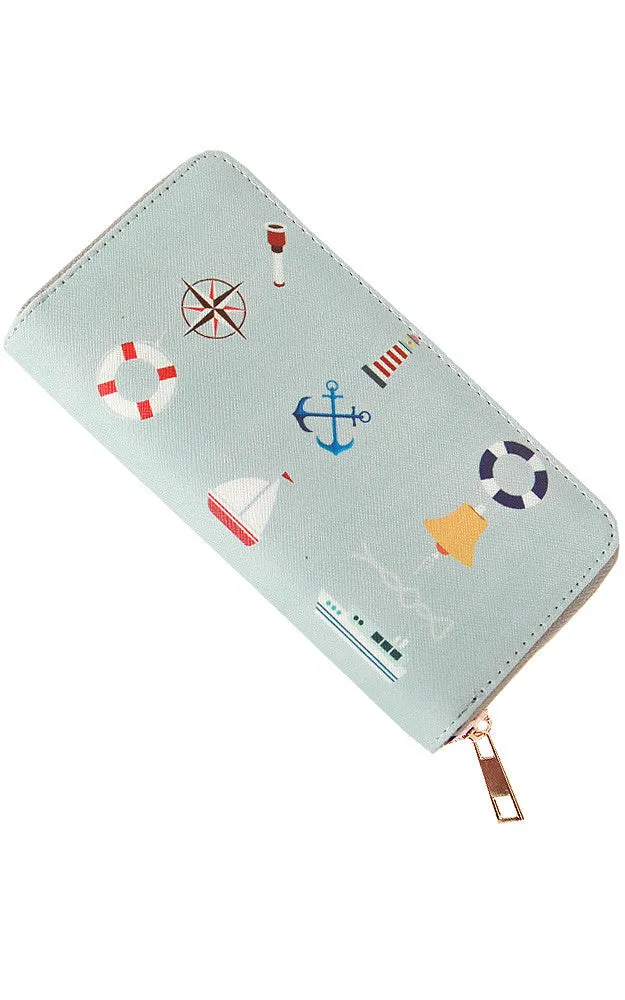 FSB19115 Sky Blue Summer Pattern Funny Clutch Wallet