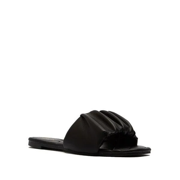 Gathered Upper Quilted Sole Sandals