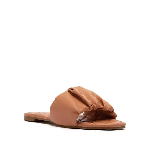 Gathered Upper Quilted Sole Sandals
