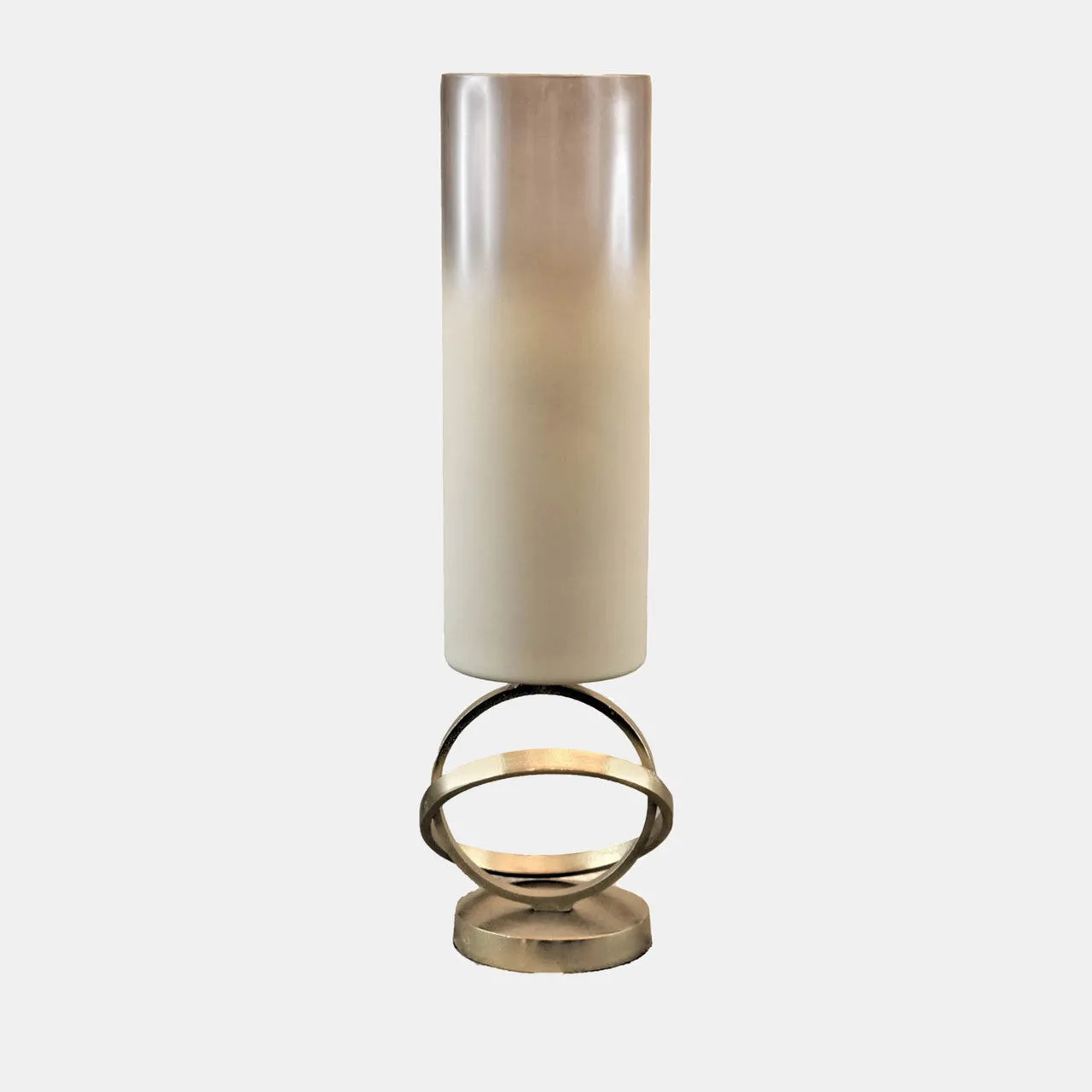 Glass,21",hurricane W/sphere Base,white/gold