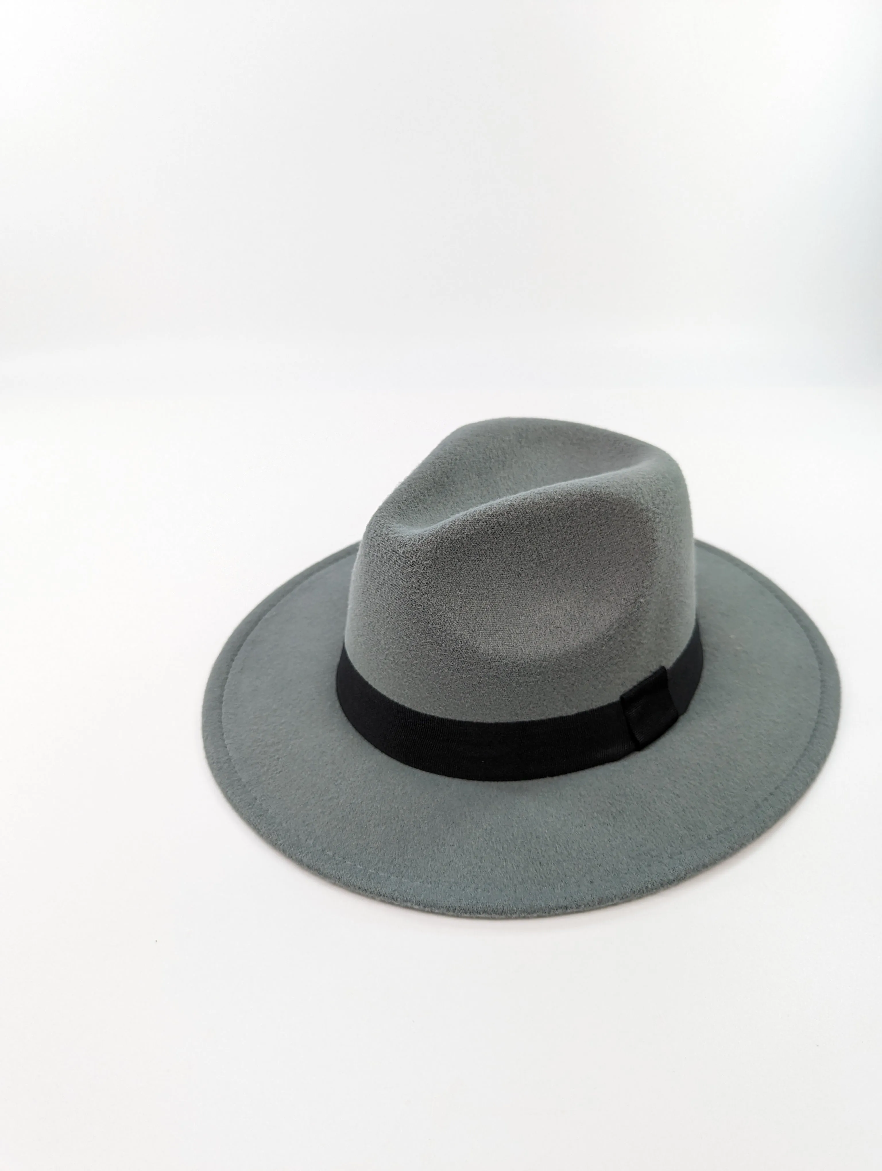 Grey Fedora Hat | Black Band