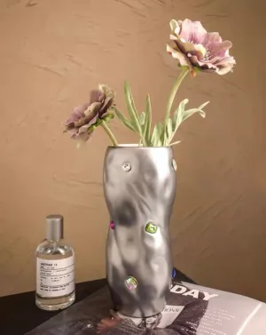 Handmade Ceramic Gemstone Twisty Cylinder Vase