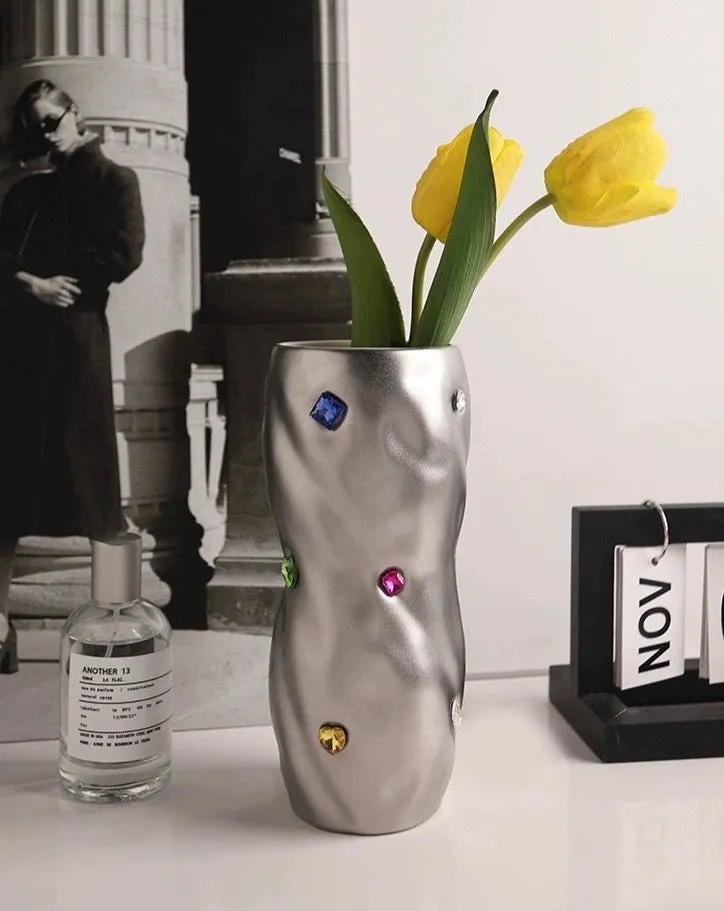 Handmade Ceramic Gemstone Twisty Cylinder Vase