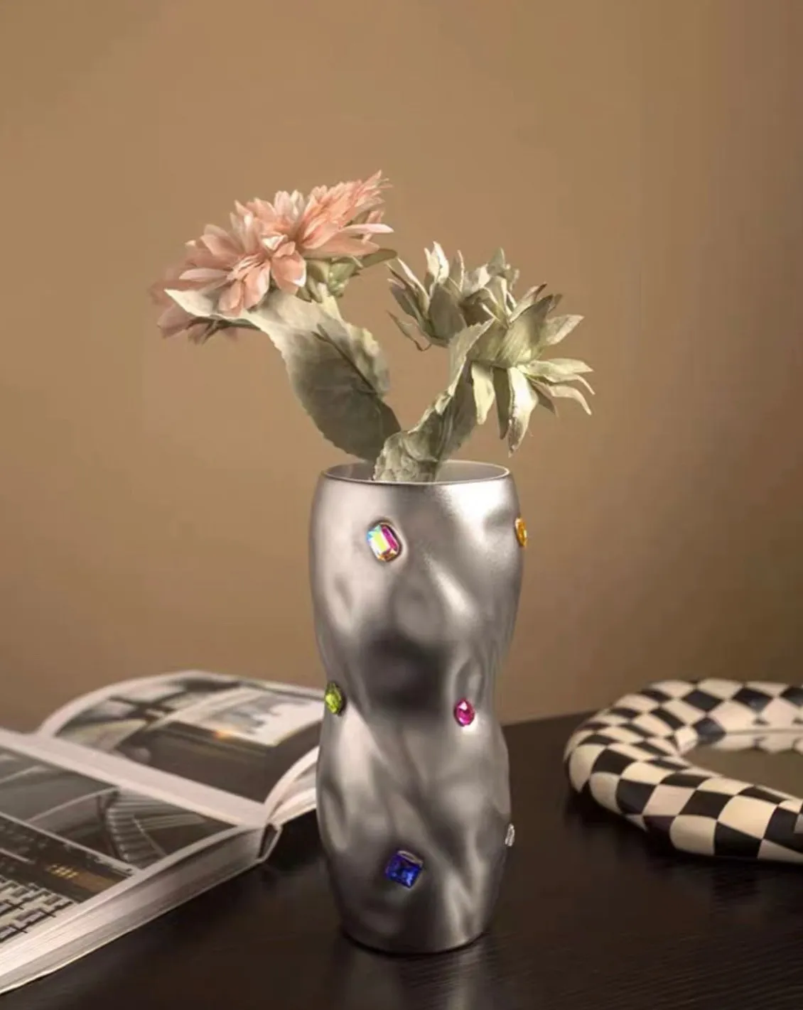 Handmade Ceramic Gemstone Twisty Cylinder Vase