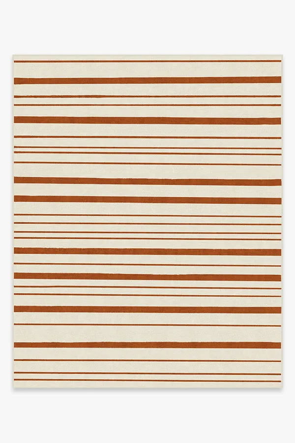 Hudson Stripe Rust Orange Tufted Rug