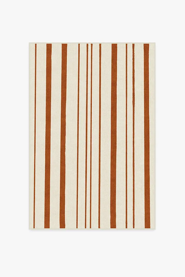 Hudson Stripe Rust Orange Tufted Rug