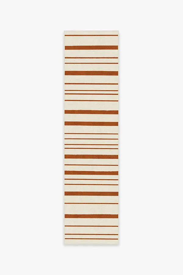 Hudson Stripe Rust Orange Tufted Rug