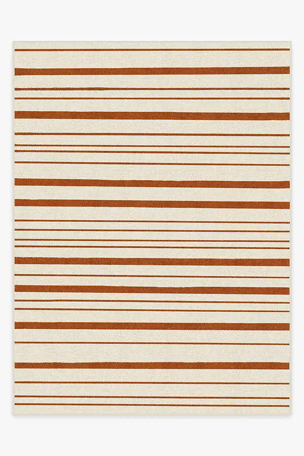 Hudson Stripe Rust Orange Tufted Rug