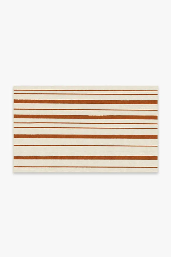 Hudson Stripe Rust Orange Tufted Rug