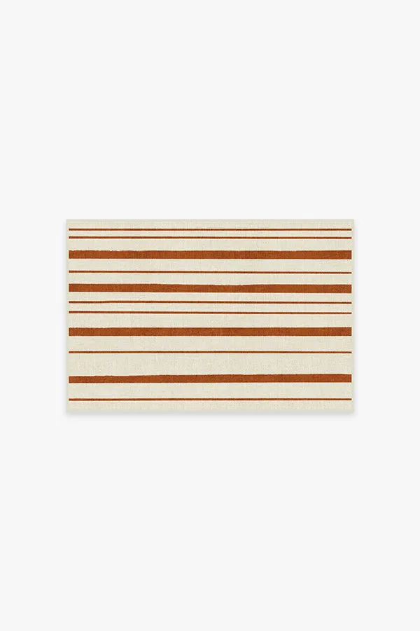 Hudson Stripe Rust Orange Tufted Rug
