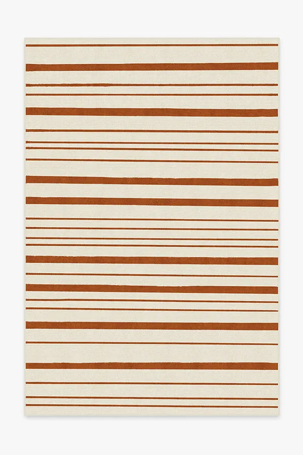 Hudson Stripe Rust Orange Tufted Rug