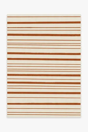 Hudson Stripe Rust Orange Tufted Rug