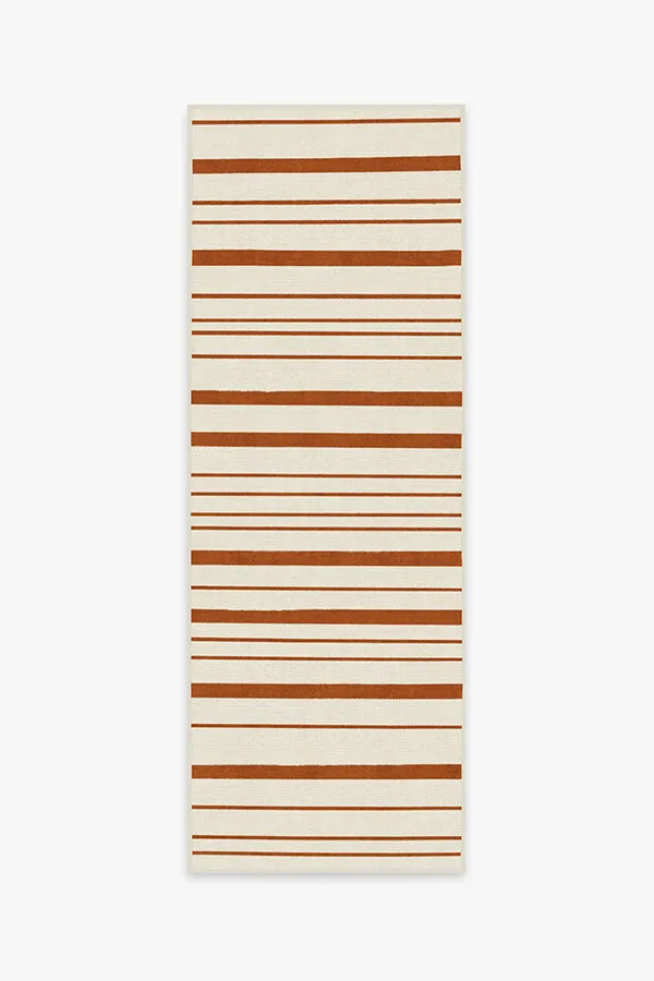 Hudson Stripe Rust Orange Tufted Rug