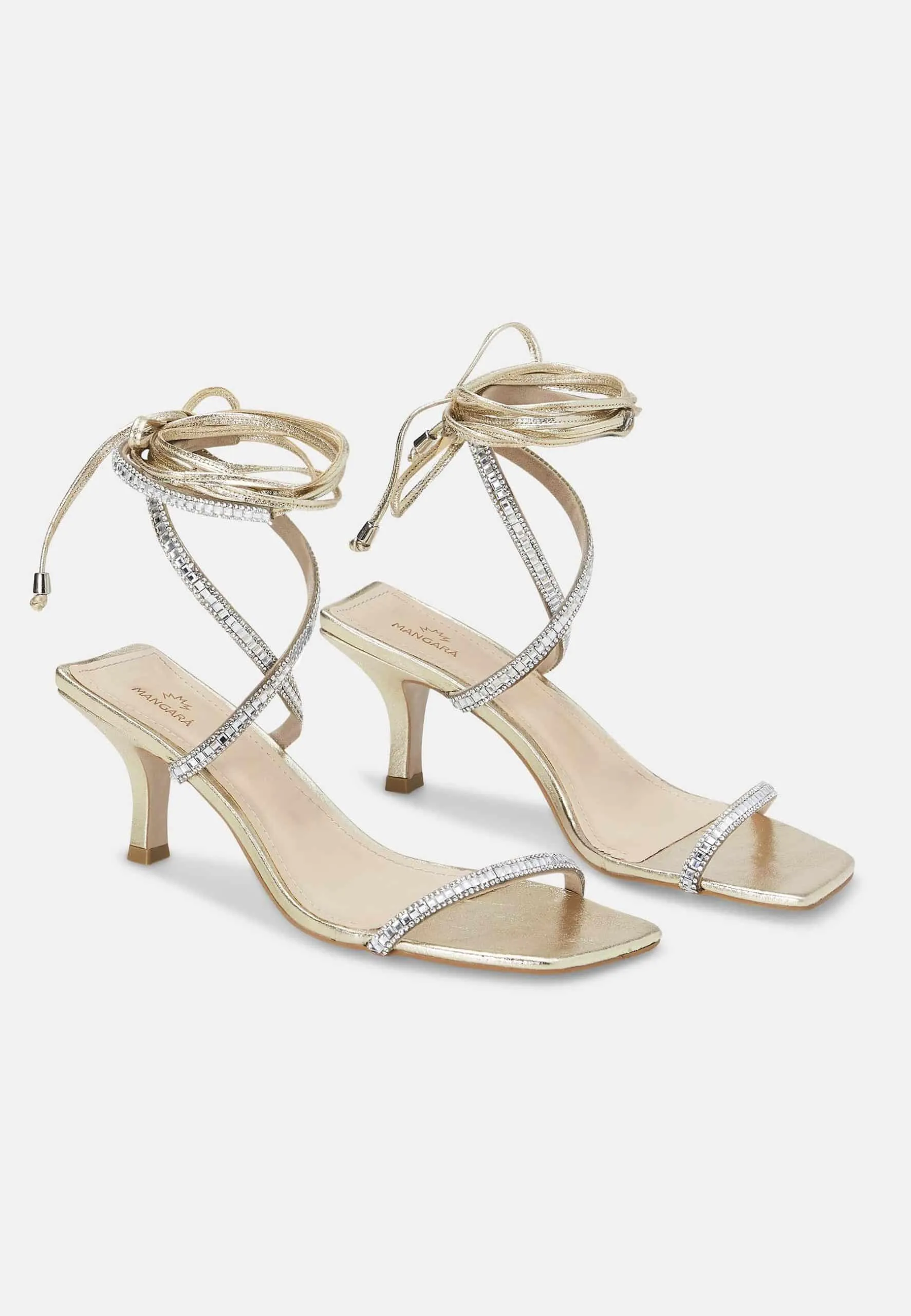 Ladies Silver High Heel Sandals with Ankle Straps