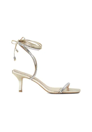 Ladies Silver High Heel Sandals with Ankle Straps