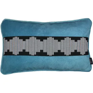 Maya Striped Duck Egg Blue Velvet Pillow