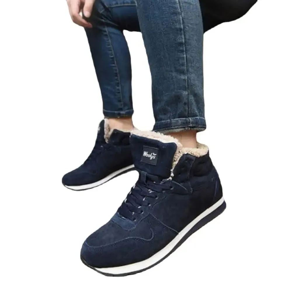 Men's Chic Lace-Up Winter Boots with Plush Fur Lining