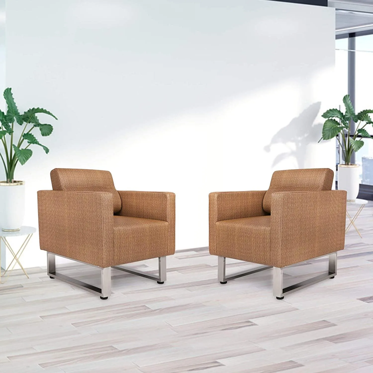 Modern Accent Chair PU Leather Club Sofa Upholstered Arm Chair Leisure Sofa with Cushion, Coffee