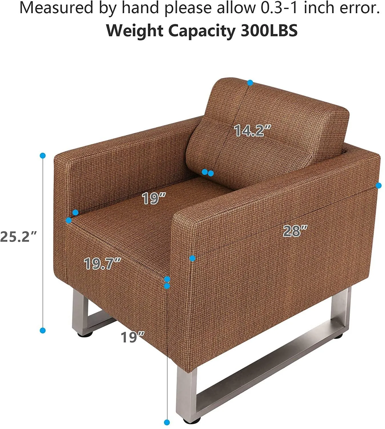 Modern Accent Chair PU Leather Club Sofa Upholstered Arm Chair Leisure Sofa with Cushion, Coffee