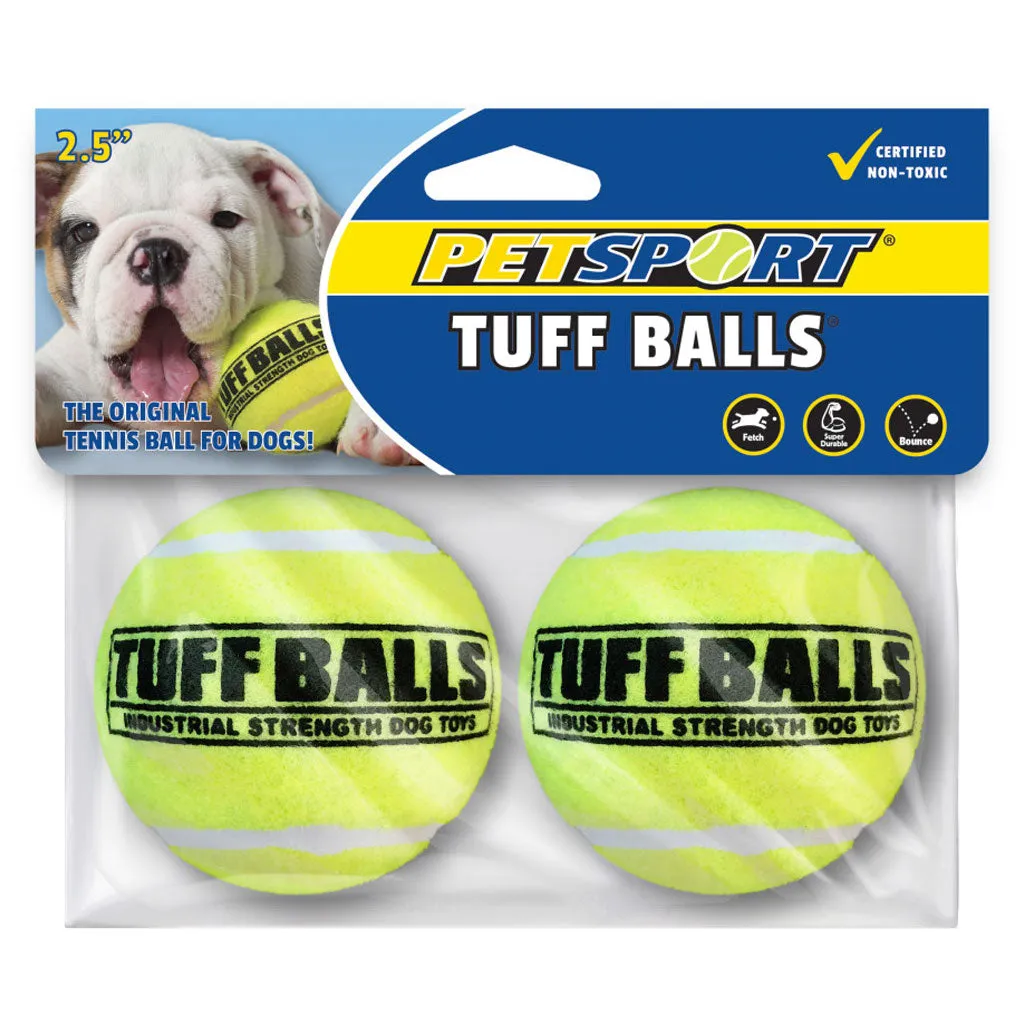 Petsport USA Tuff Balls Dog Toy Yellow, 2.5", 2-pack